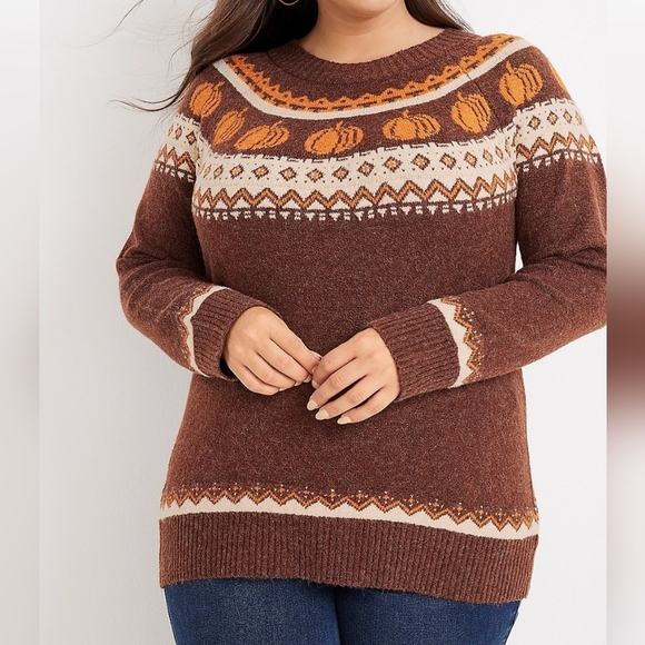 Maurices Sweaters - 🎃 Maurices Brown and Orange Pumpkin Sweater